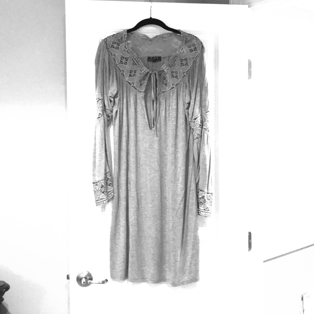 New, grey, casual cotton dress